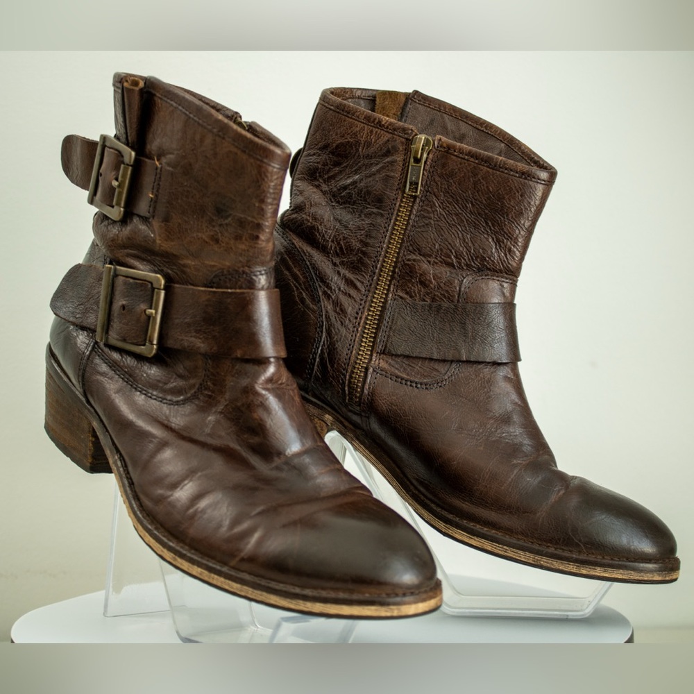 Seychelles Weekenders Brown Leather Ankle Side Zip Boots Women’s Booties Size 8 - Picture 5 of 13
